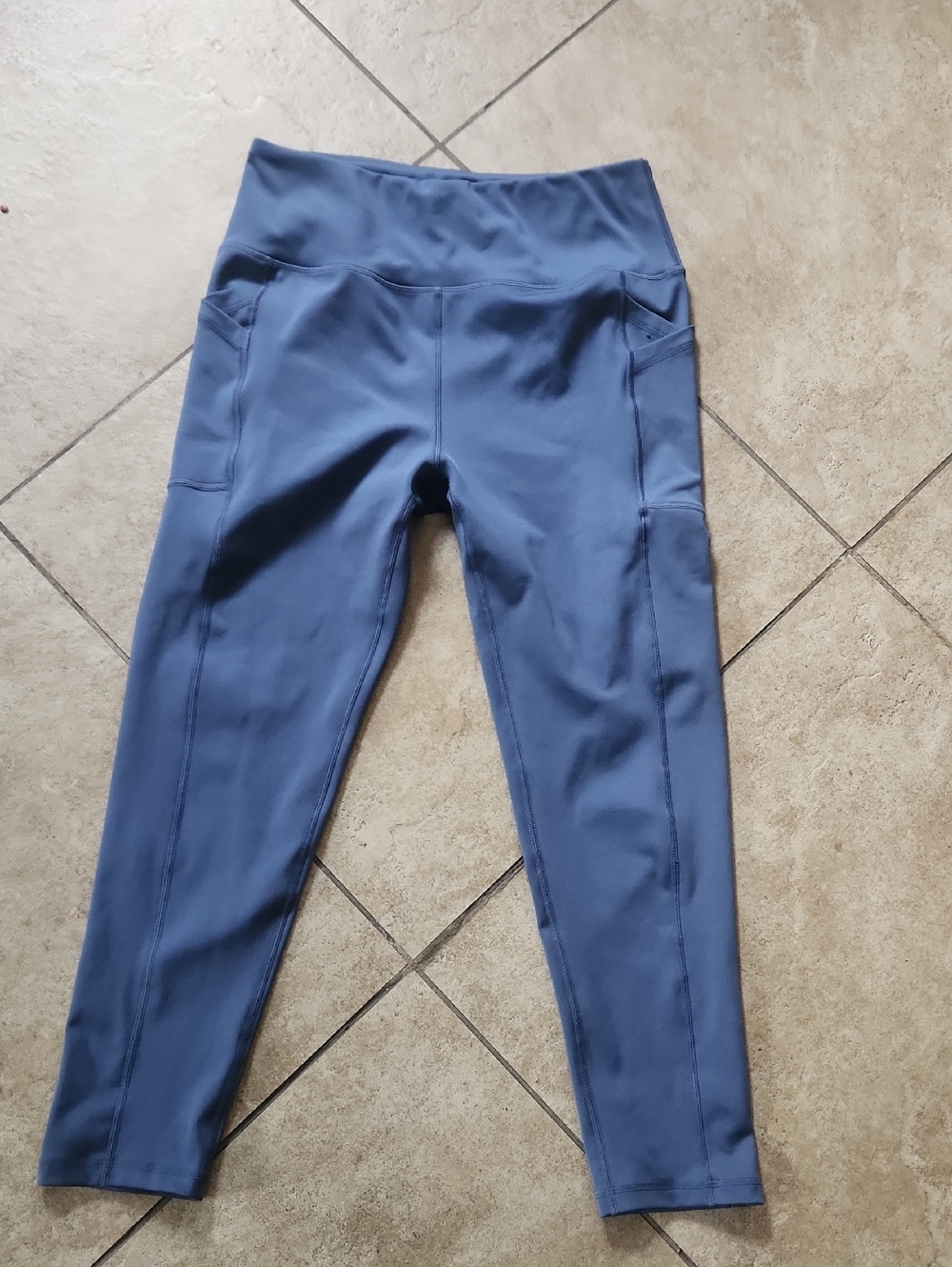 High-Waist Blue Stretch Jeggings with Side Pockets
